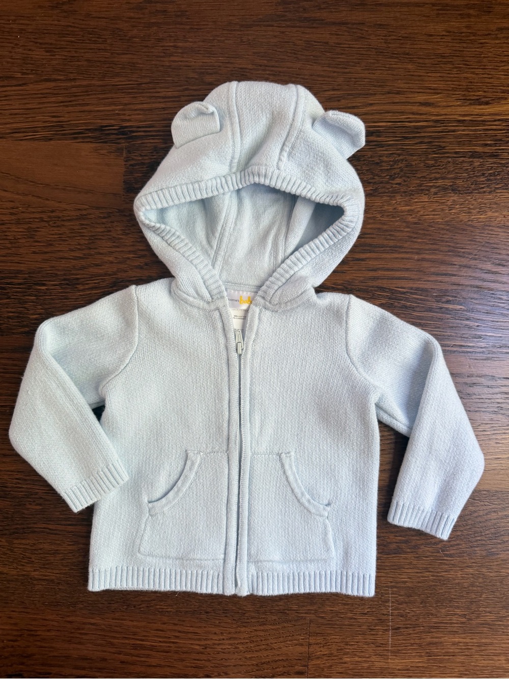 Baby Bloomie’s Light Blue Hooded Zip-Up Knit Sweater with Ears 6m (12-16 lb)